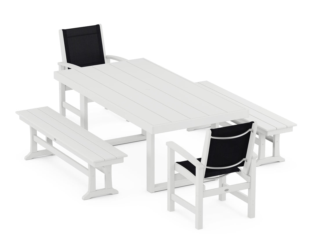 POLYWOOD® Coastal 5-Piece Dining Set with Trestle Legs