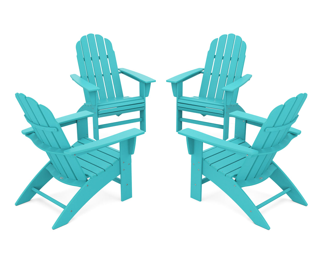 POLYWOOD® 4-Piece Vineyard Curveback Adirondack Chair Conversation Set