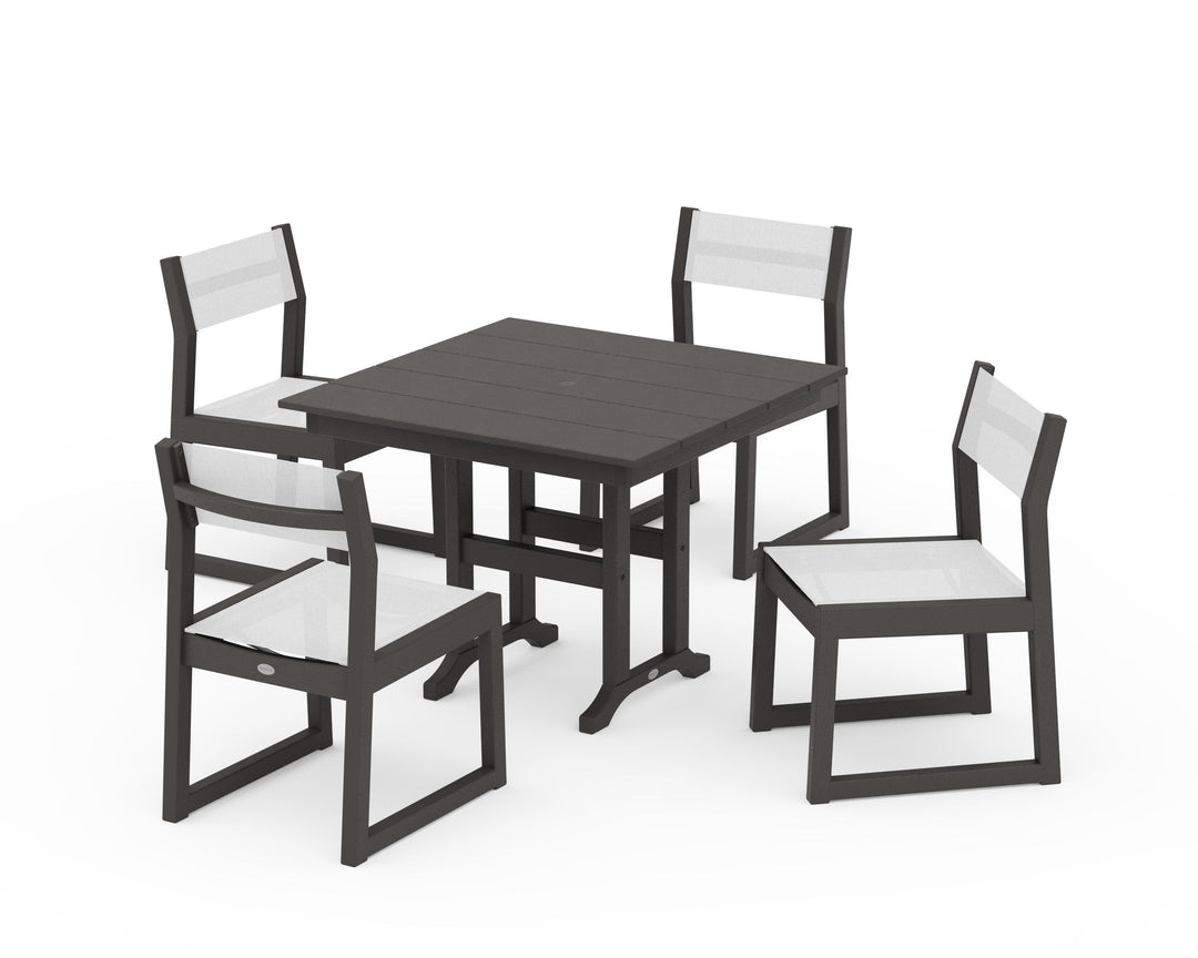 POLYWOOD® EDGE Sling Side Chair 5-Piece Farmhouse Dining Set