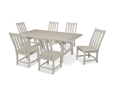 Vineyard 7-Piece Rustic Farmhouse Side Chair Dining Set