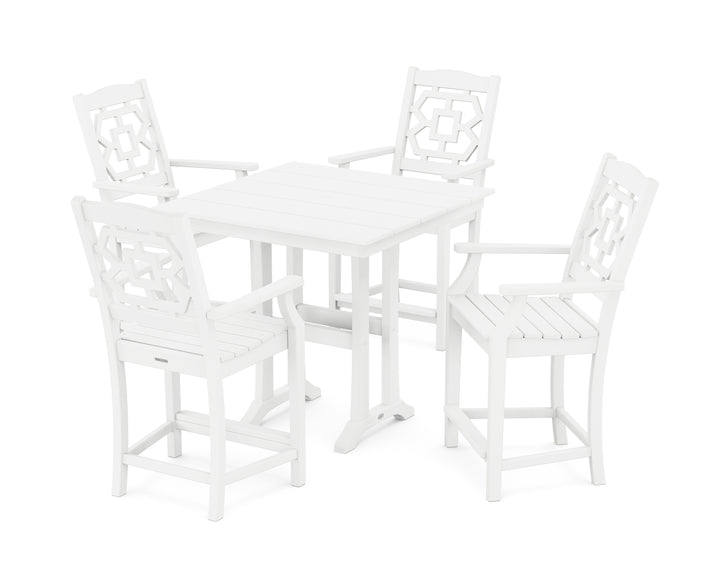 Martha Stewart by POLYWOOD® Chinoiserie 5-Piece Farmhouse Counter Set with Trestle Legs