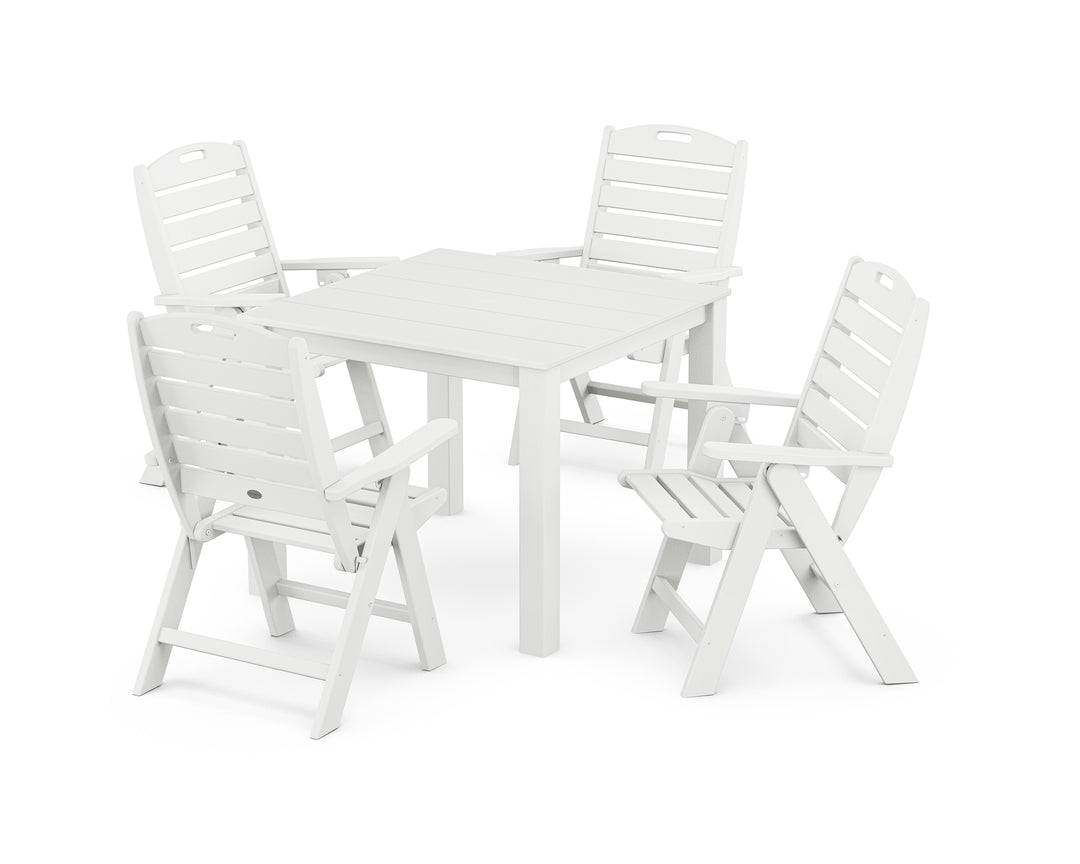 POLYWOOD® Nautical Folding Highback Chair 5-Piece Parsons Dining Set