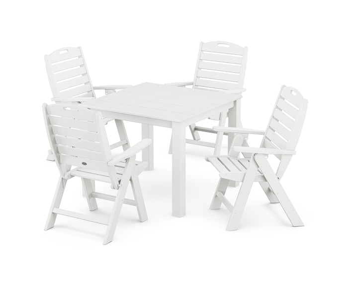 POLYWOOD® Nautical Folding Highback Chair 5-Piece Parsons Dining Set