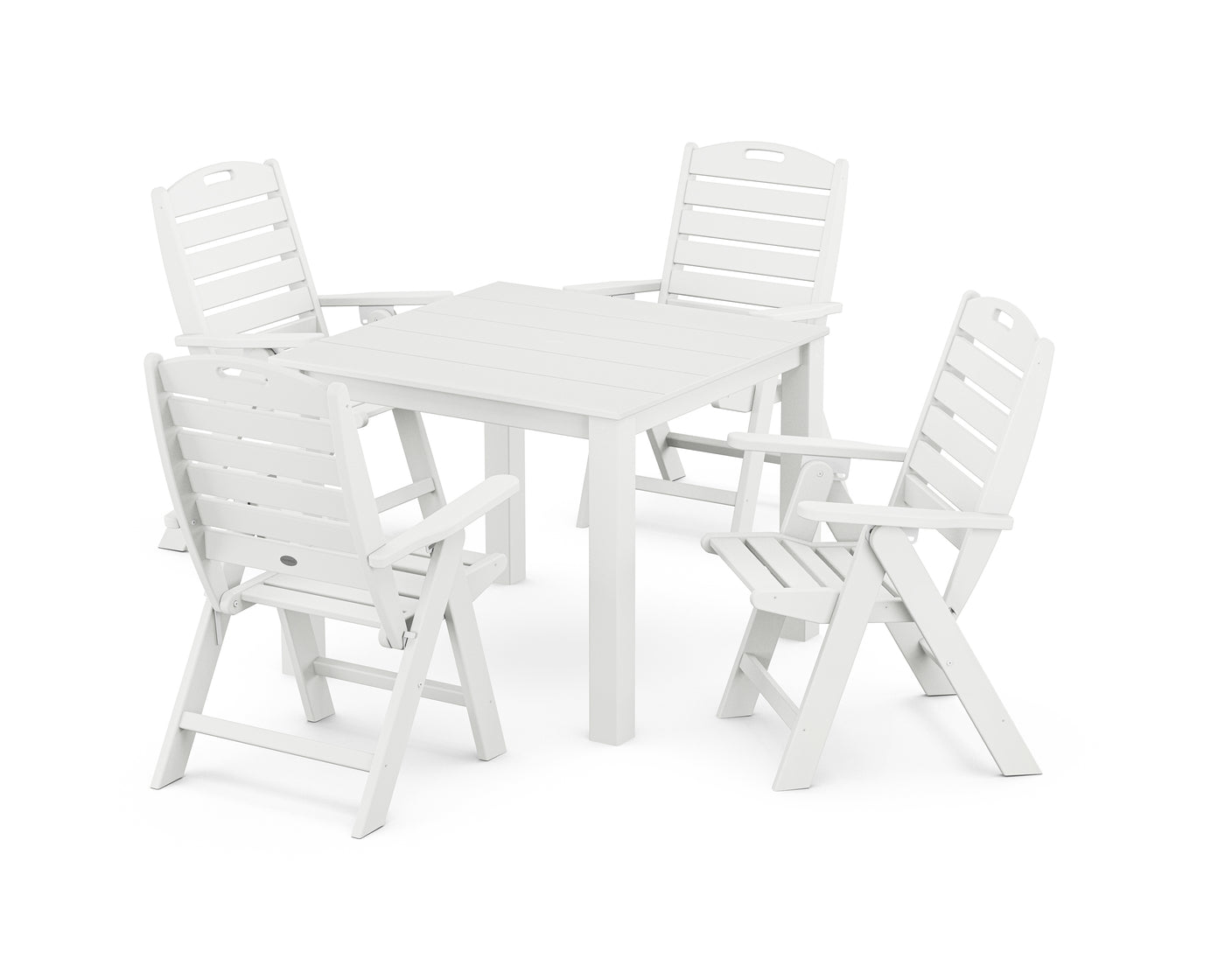 Nautical Folding Highback Chair 5-Piece Parsons Dining Set