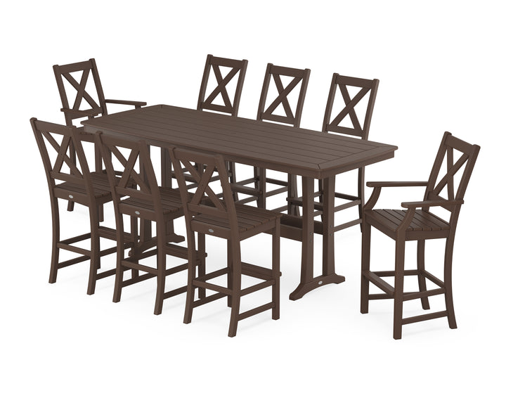 POLYWOOD® Braxton 9-Piece Bar Set with Trestle Legs