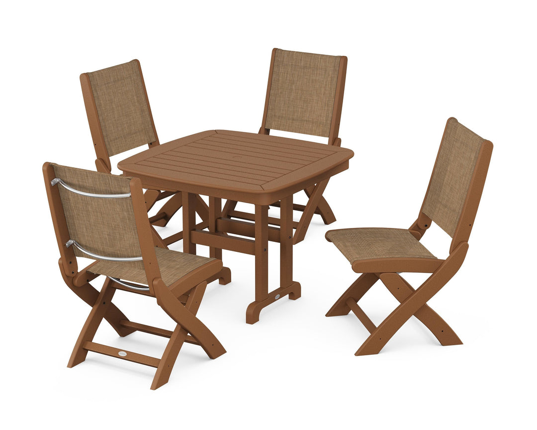 POLYWOOD® Coastal Folding Side Chair 5-Piece Dining Set