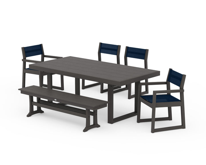 POLYWOOD® EDGE Sling 6-Piece Dining Set with Bench
