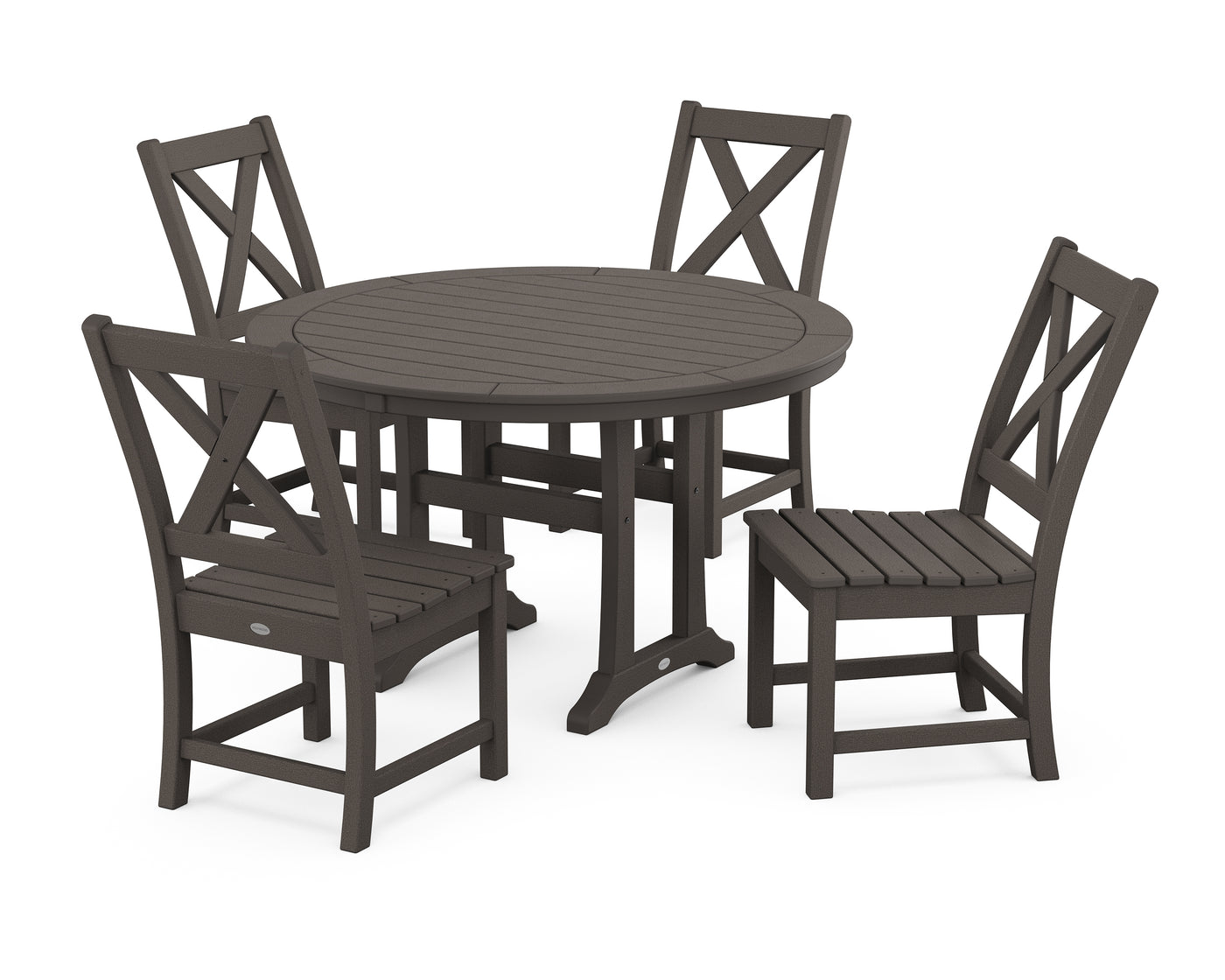 Braxton Side Chair 5-Piece Round Dining Set With Trestle Legs