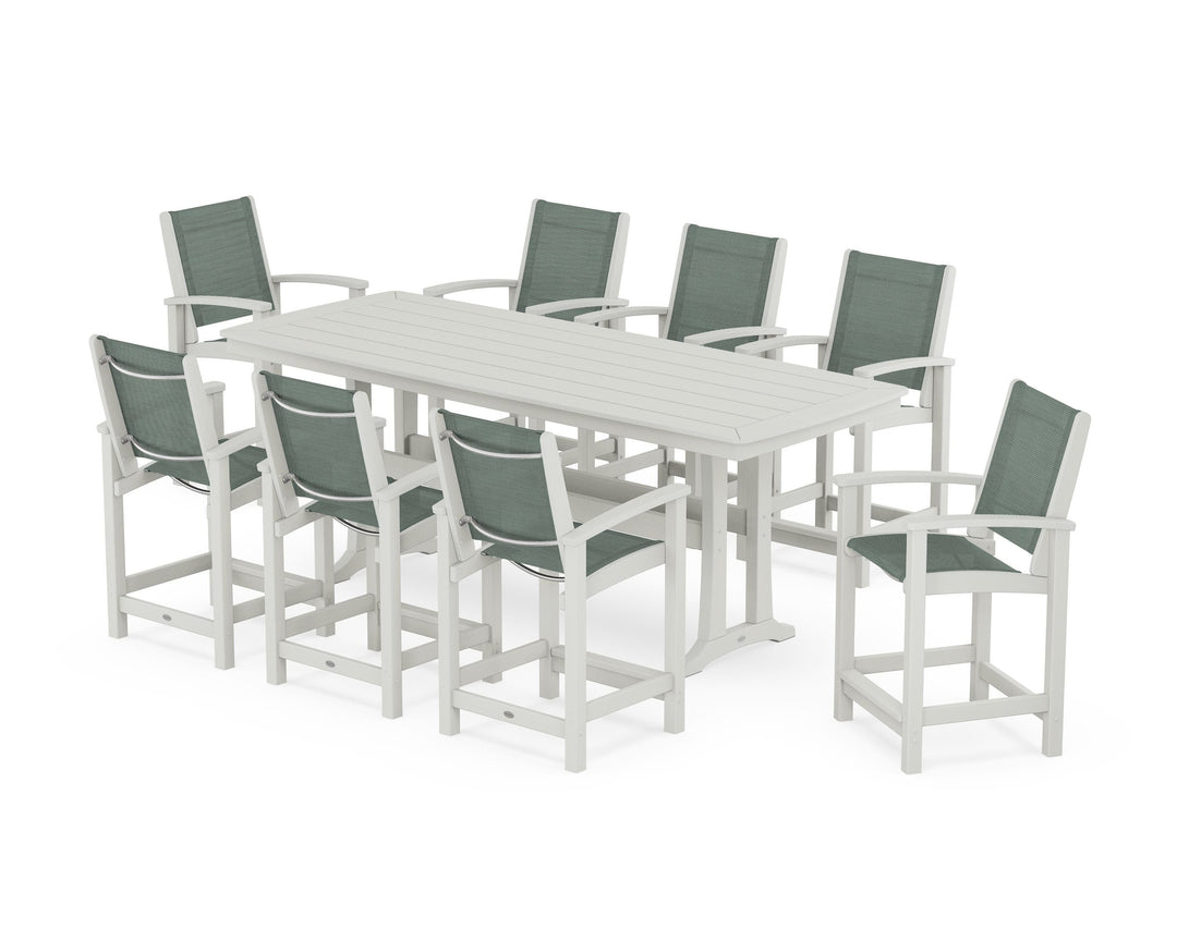 POLYWOOD® Coastal 9-Piece Counter Set with Trestle Legs