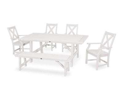 Braxton 6-Piece Rustic Farmhouse Arm Chair Dining Set with Bench