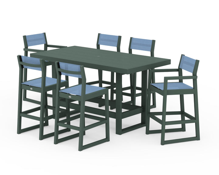 POLYWOOD® EDGE Sling 7-Piece Bar Table Set