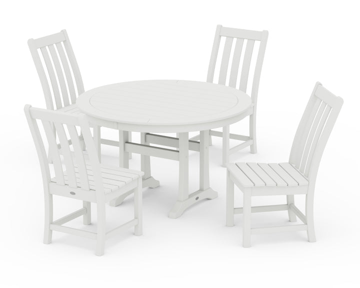 POLYWOOD® Vineyard Side Chair 5-Piece Round Dining Set With Trestle Legs