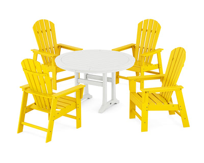 South Beach 5-Piece Round Dining Set with Trestle Legs