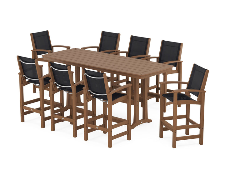 POLYWOOD® Coastal 9-Piece Bar Set with Trestle Legs