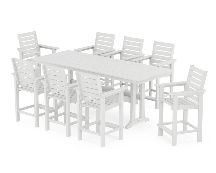POLYWOOD® Captain 9-Piece Farmhouse Counter Set with Trestle Legs