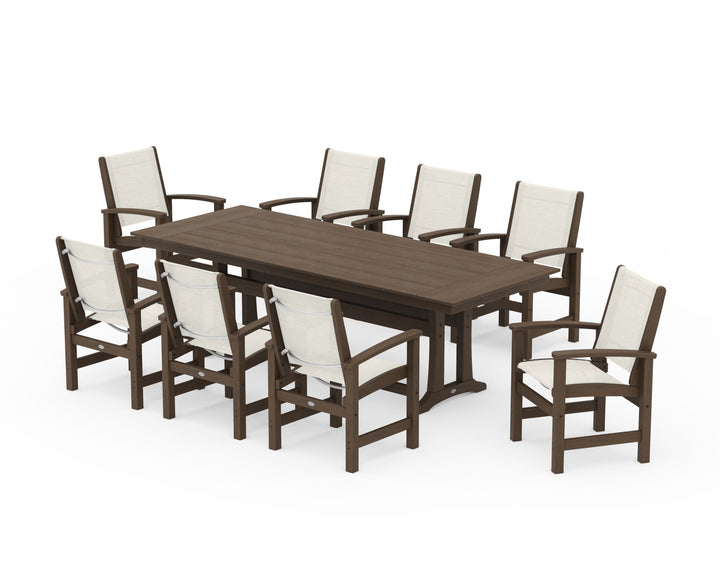 POLYWOOD® Coastal 9-Piece Farmhouse Dining Set with Trestle Legs