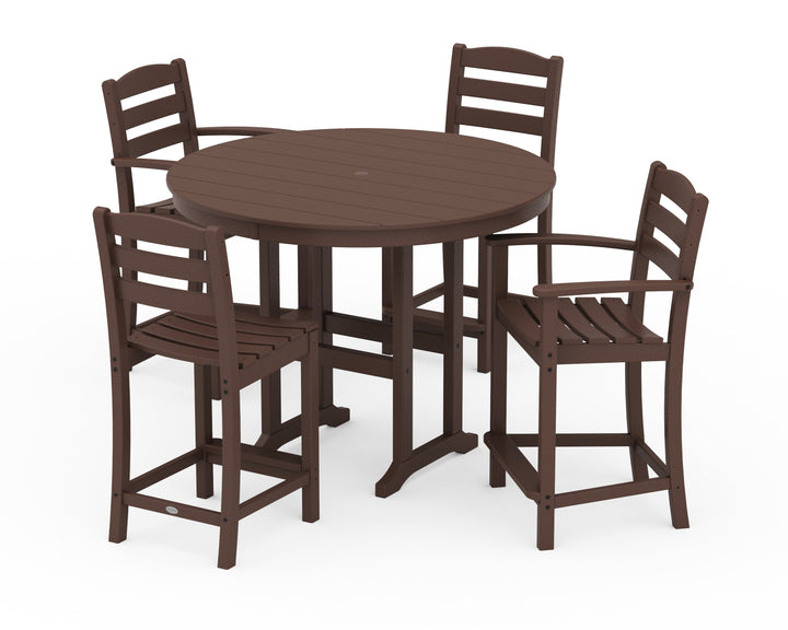 POLYWOOD® La Casa Café 5-Piece Round Farmhouse Counter Dining Set