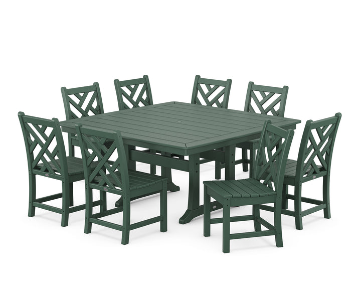 POLYWOOD® Chippendale 9-Piece Nautical Trestle Dining Set