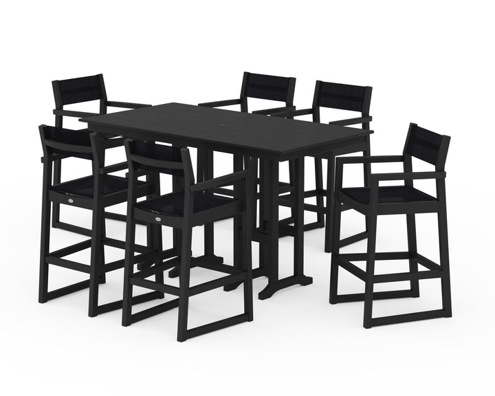 POLYWOOD® EDGE Sling Arm Chair 7-Piece Farmhouse Bar Set