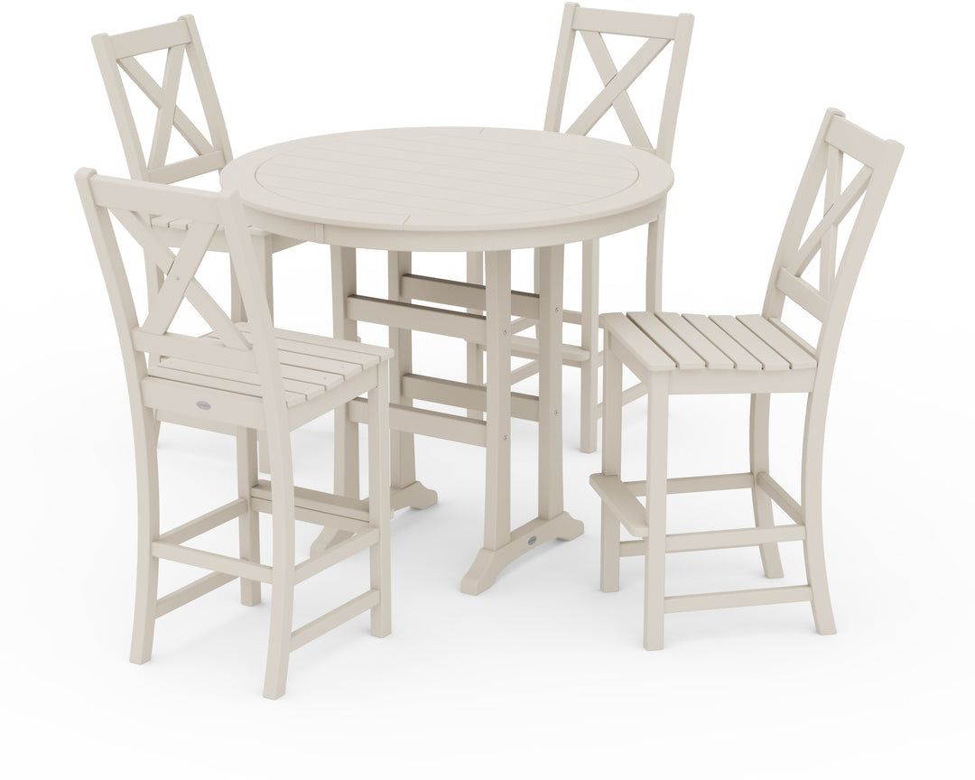 POLYWOOD® Braxton 5-Piece Nautical Trestle Arm Chair Bar Set