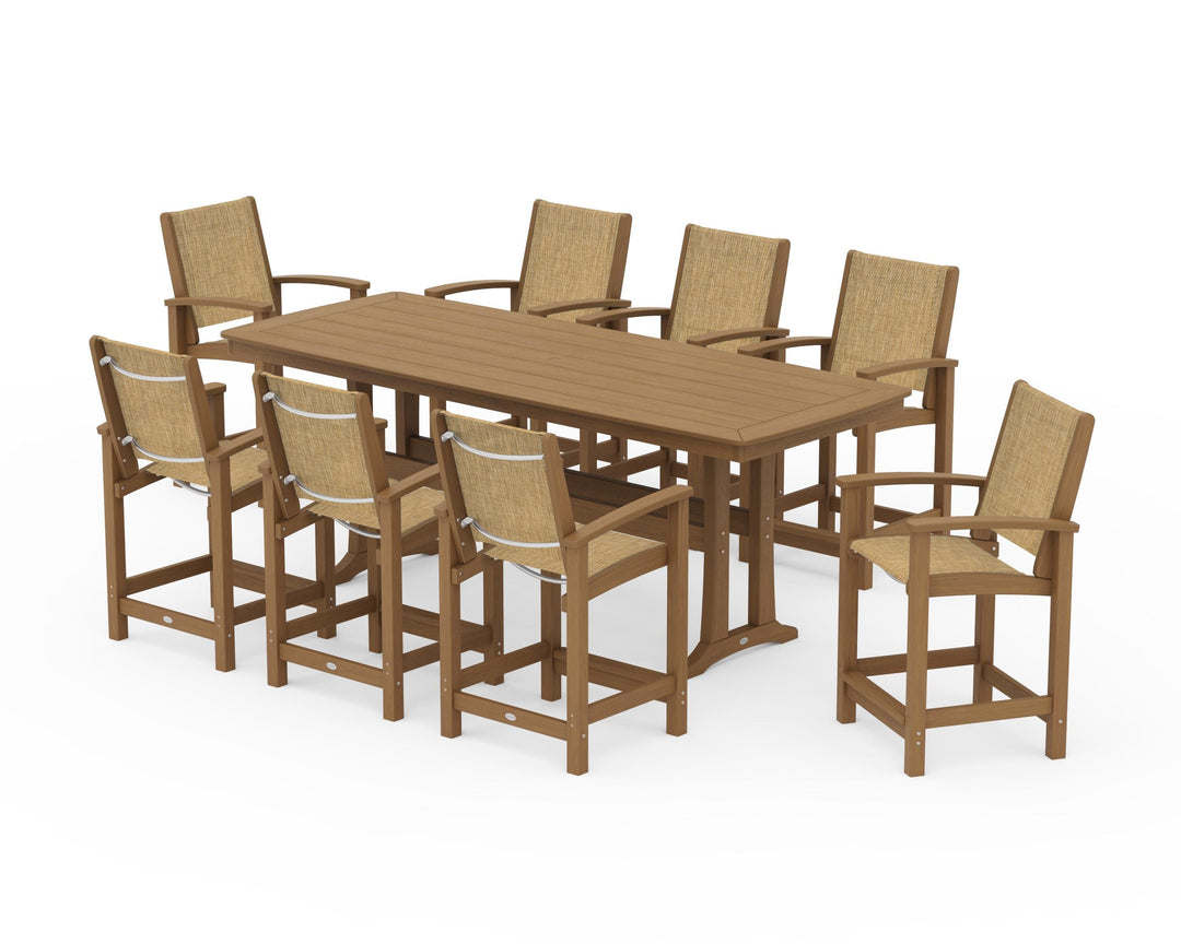 POLYWOOD® Coastal 9-Piece Counter Set with Trestle Legs