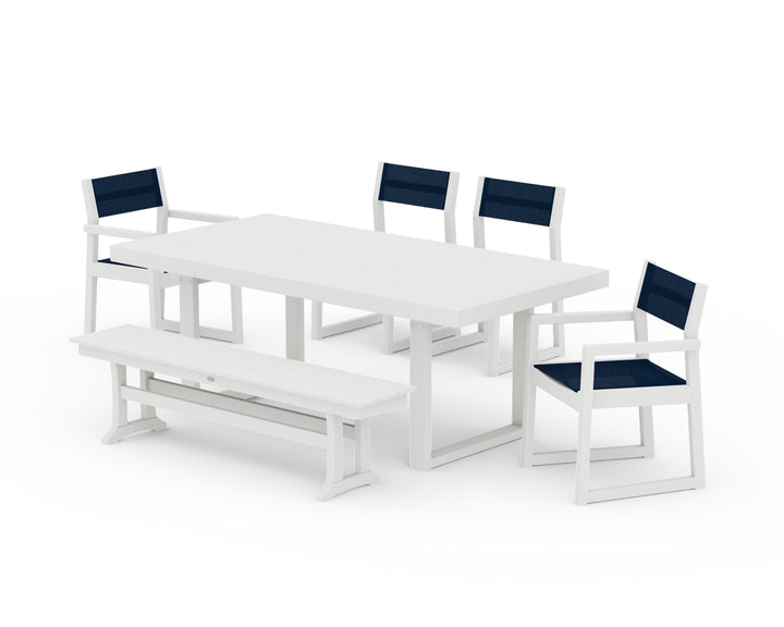POLYWOOD® EDGE Sling 6-Piece Dining Set with Bench