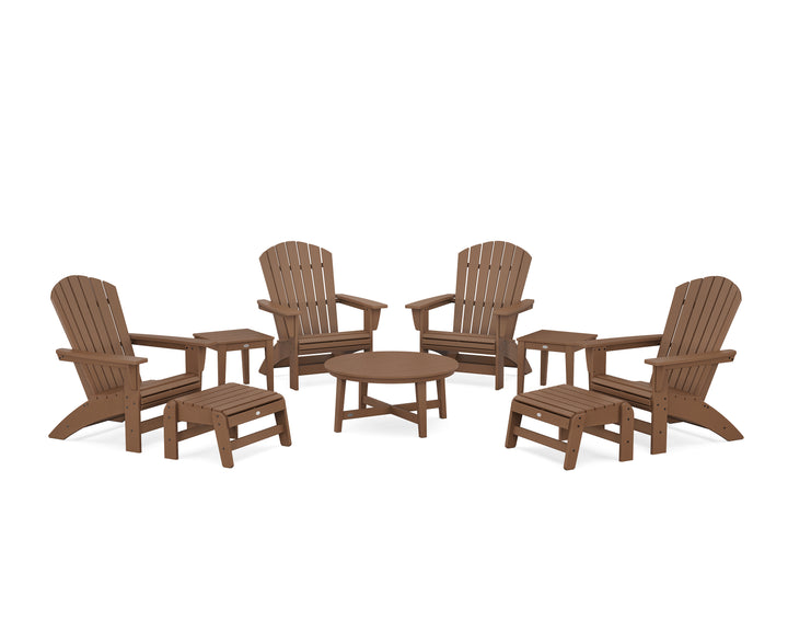 POLYWOOD® Nautical Grand Adirondack 9-Piece Conversation Set
