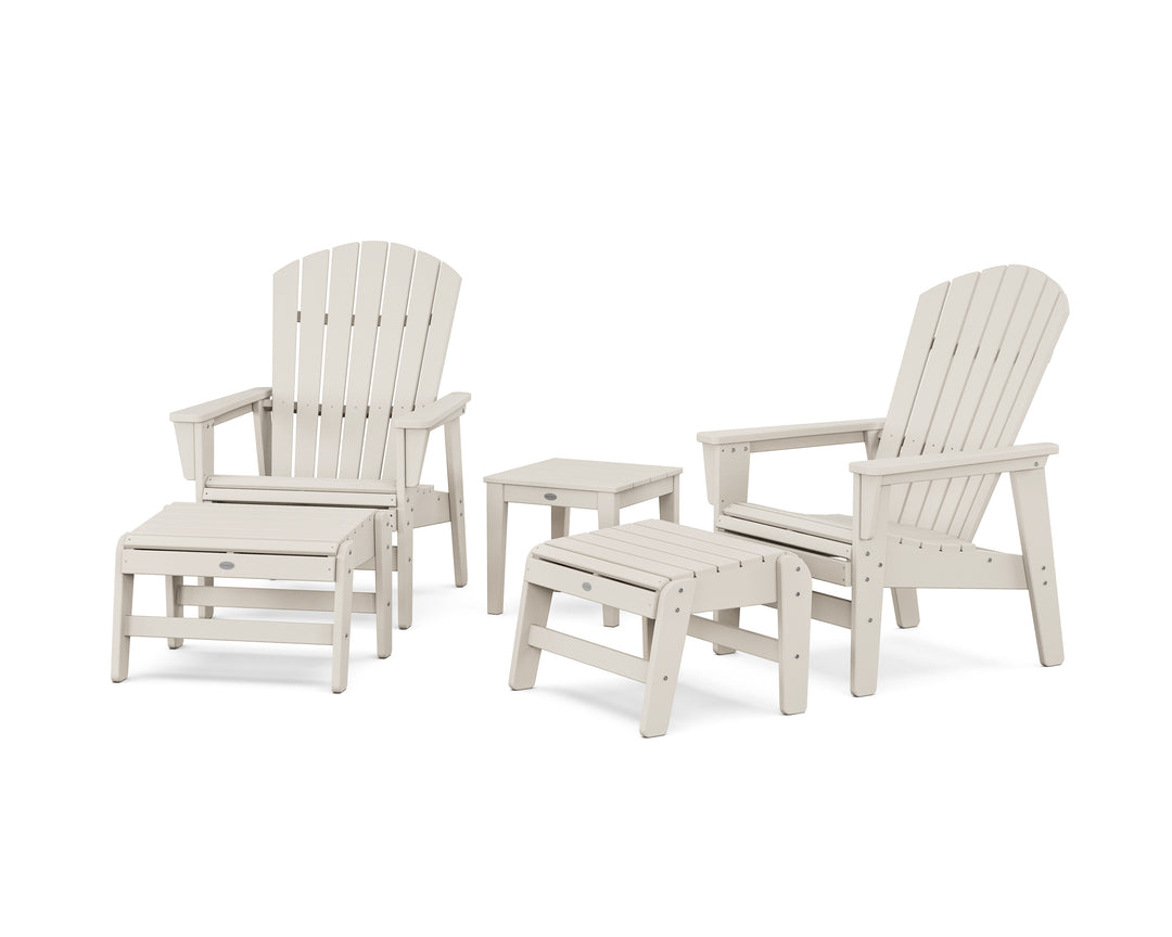 POLYWOOD® 5-Piece Nautical Grand Upright Adirondack Set with Ottomans and Side Table