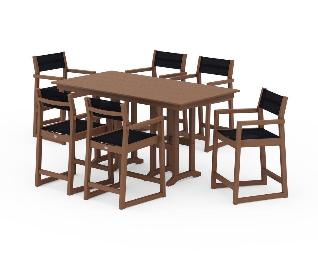 POLYWOOD® EDGE Sling Arm Chair 7-Piece Farmhouse Counter Set