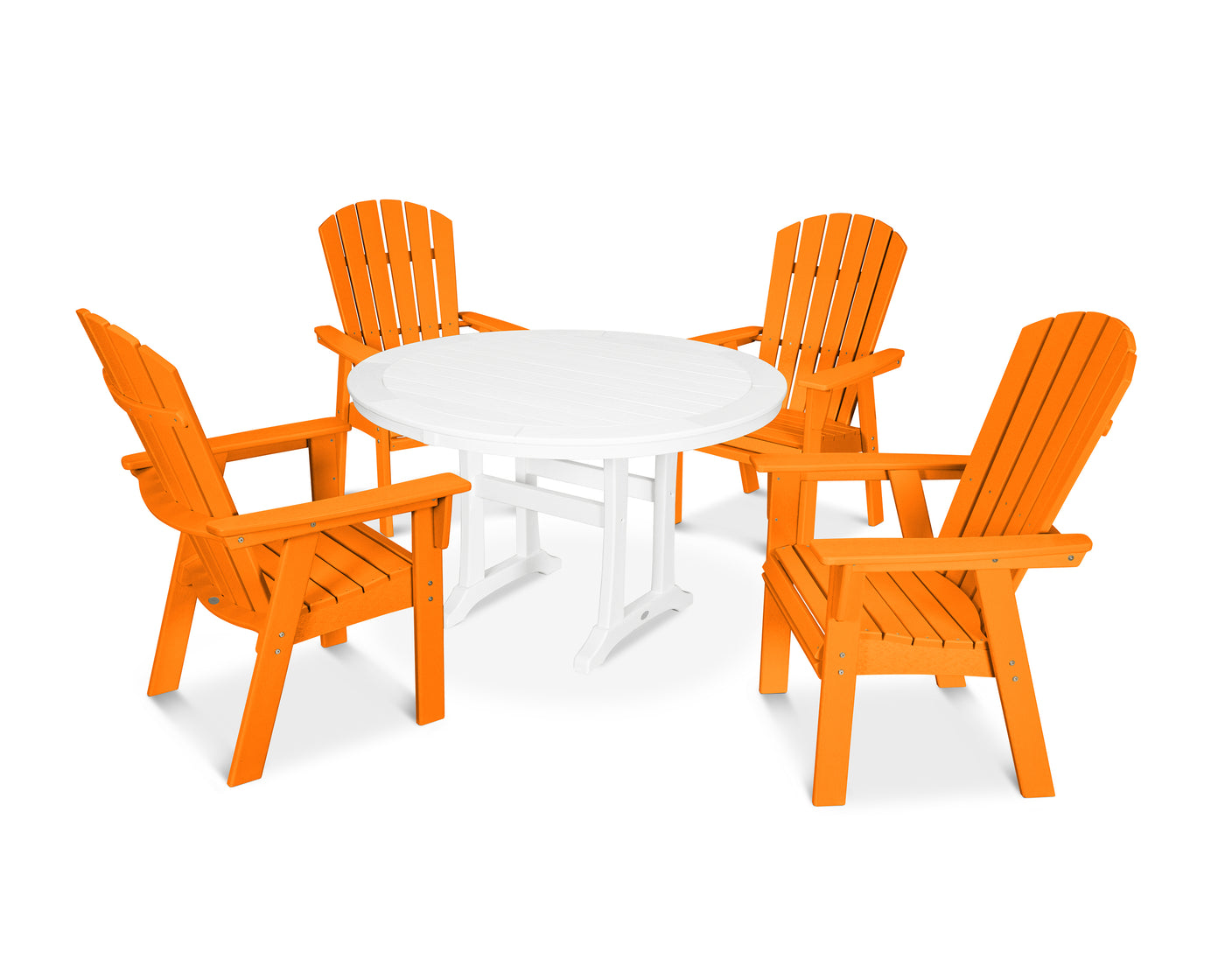 Nautical Curveback Adirondack 5-Piece Round Dining Set with Trestle Legs