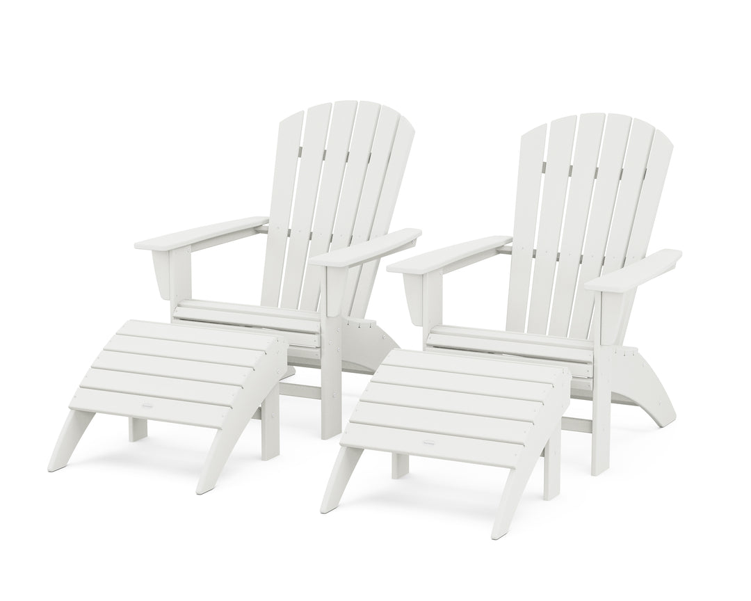 POLYWOOD® Nautical Curveback Adirondack Chair 4-Piece Set with Ottomans