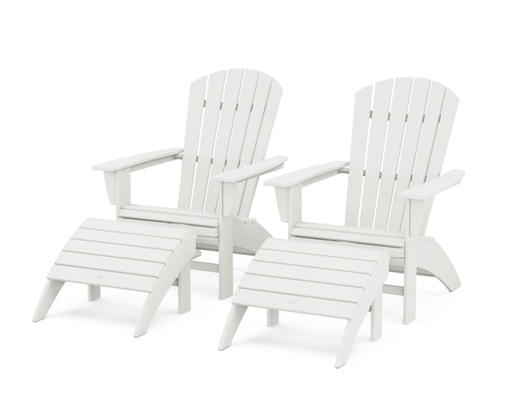 POLYWOOD® Nautical Curveback Adirondack Chair 4-Piece Set with Ottomans