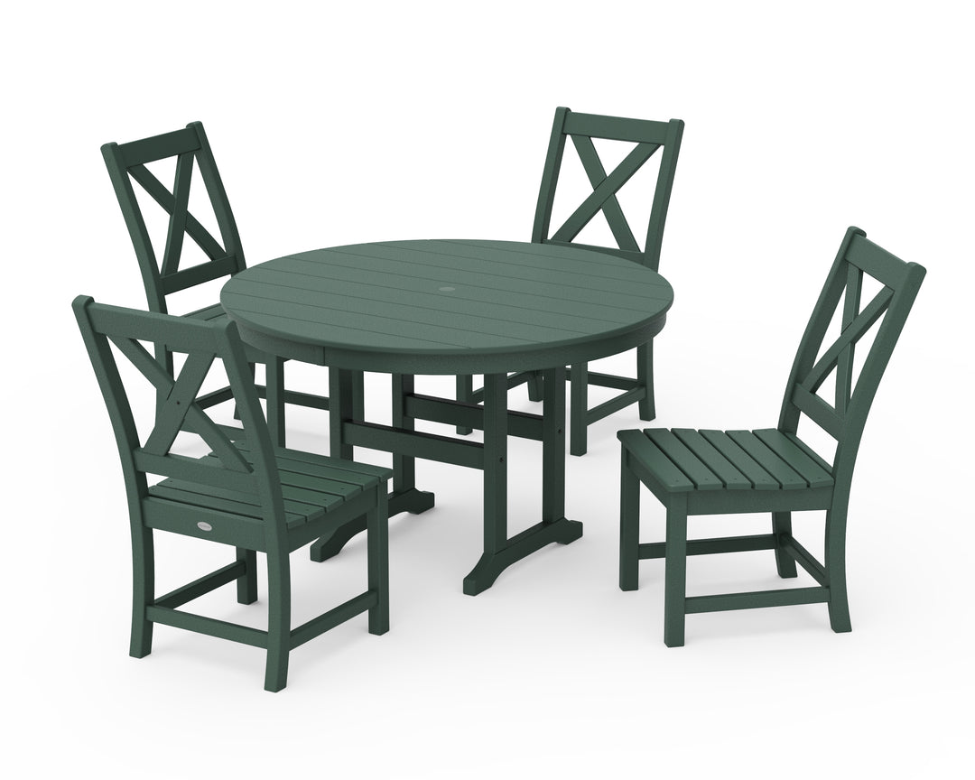 POLYWOOD® Braxton Side Chair 5-Piece Round Dining Set