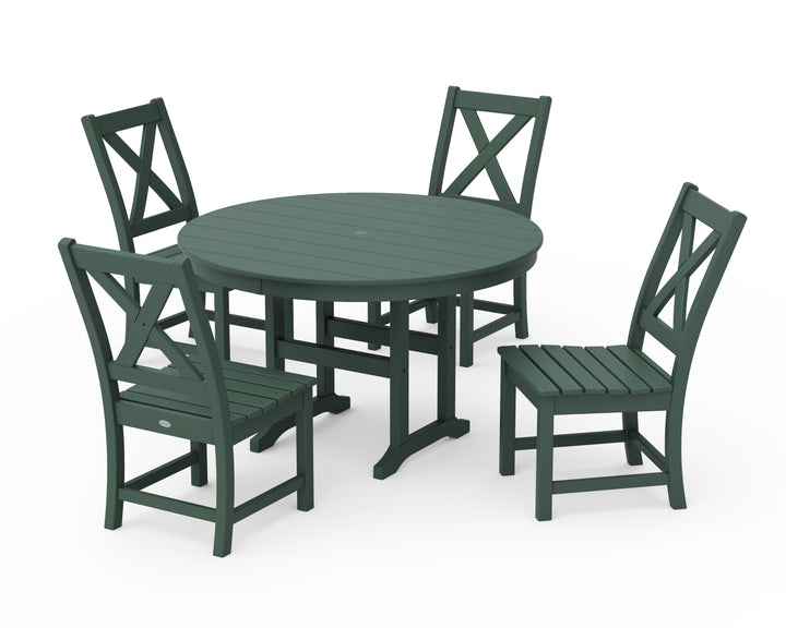 POLYWOOD® Braxton Side Chair 5-Piece Round Dining Set