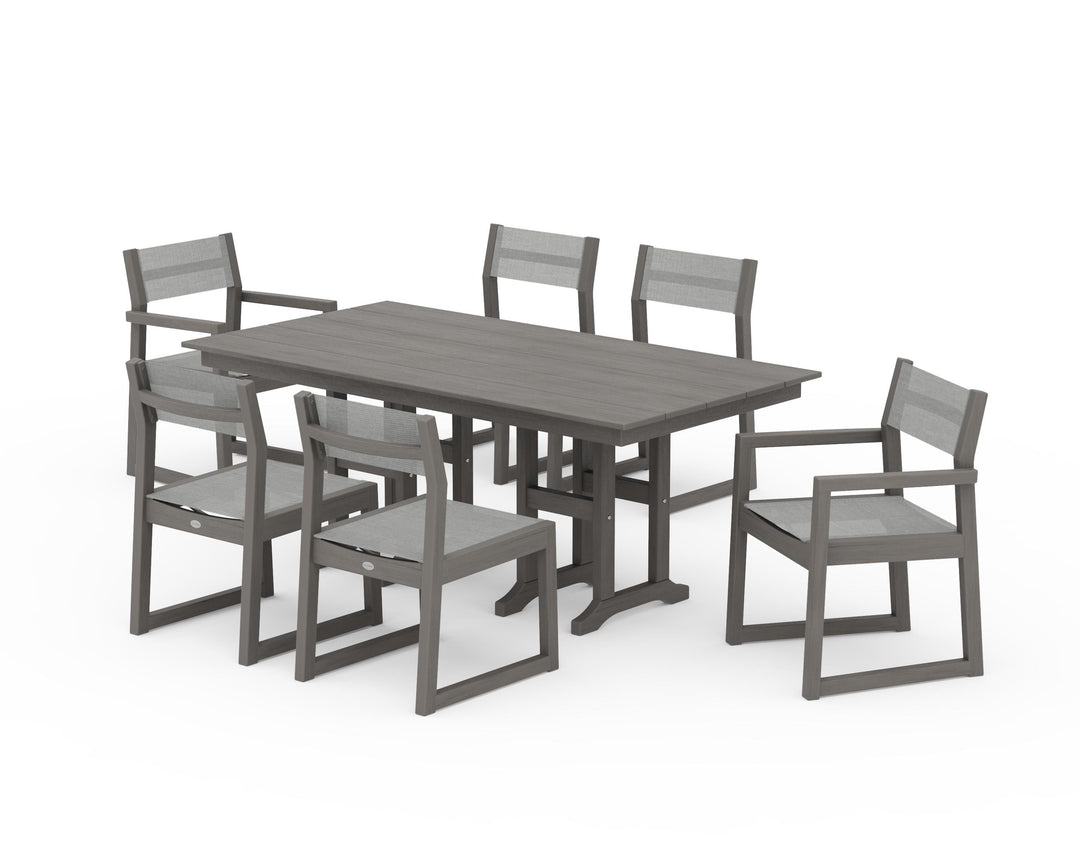 POLYWOOD® EDGE Sling 7-Piece Farmhouse Dining Set