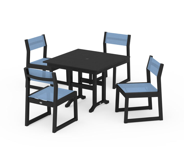 POLYWOOD® EDGE Sling Side Chair 5-Piece Farmhouse Dining Set
