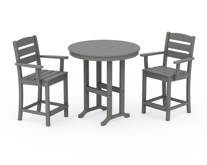 POLYWOOD® Lakeside 3-Piece Round Farmhouse Arm Chair Counter  Set
