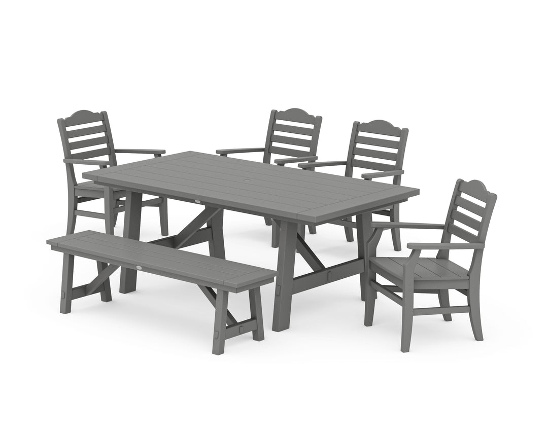 POLYWOOD® Savannah 6-Piece Rustic Farmhouse Dining Set with Bench