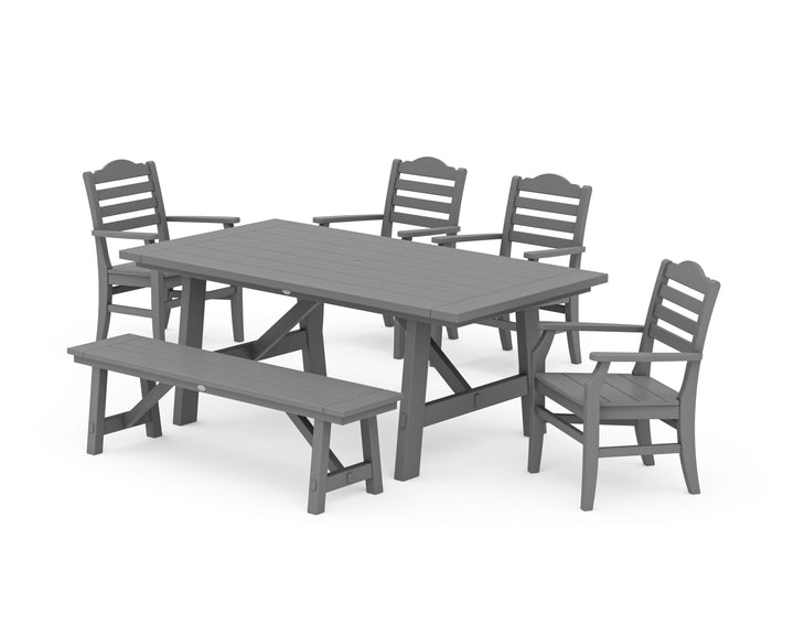 POLYWOOD® Savannah 6-Piece Rustic Farmhouse Dining Set with Bench
