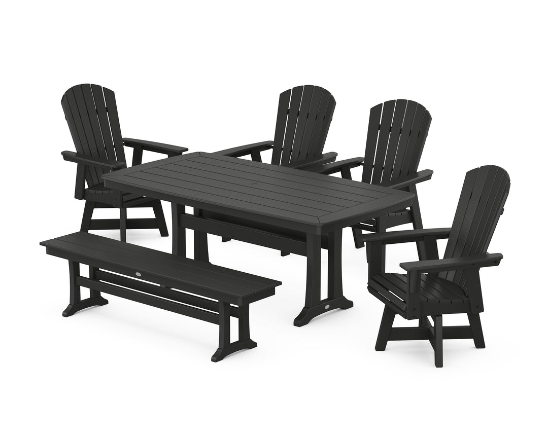 POLYWOOD® Nautical Adirondack Swivel 6-Piece Dining Set with Trestle Legs