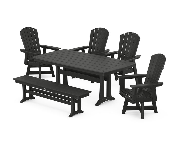 POLYWOOD® Nautical Adirondack Swivel 6-Piece Dining Set with Trestle Legs