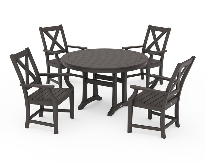 POLYWOOD® Braxton 5-Piece Nautical Trestle Arm Chair Dining Set