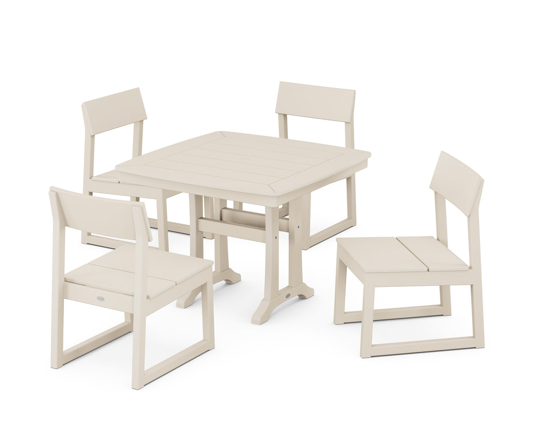 POLYWOOD® EDGE Side Chair 5-Piece Dining Set with Trestle Legs