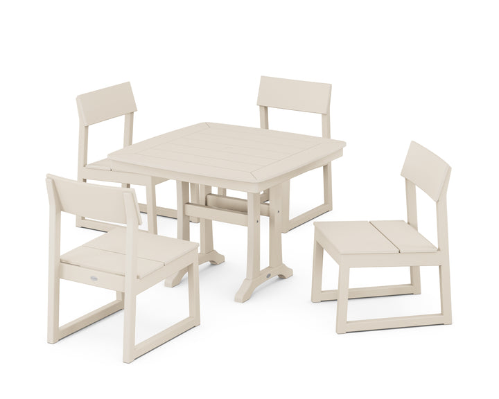 POLYWOOD® EDGE Side Chair 5-Piece Dining Set with Trestle Legs