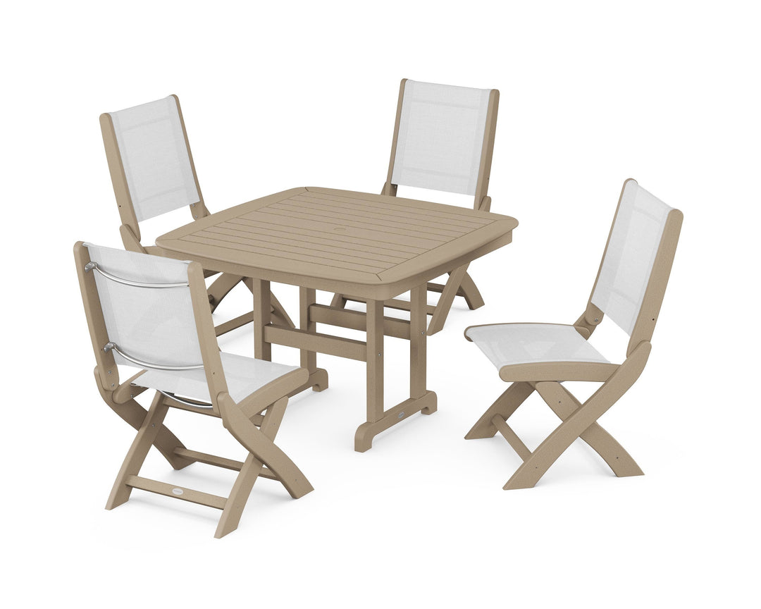 POLYWOOD® Coastal Folding Side Chair 5-Piece Dining Set