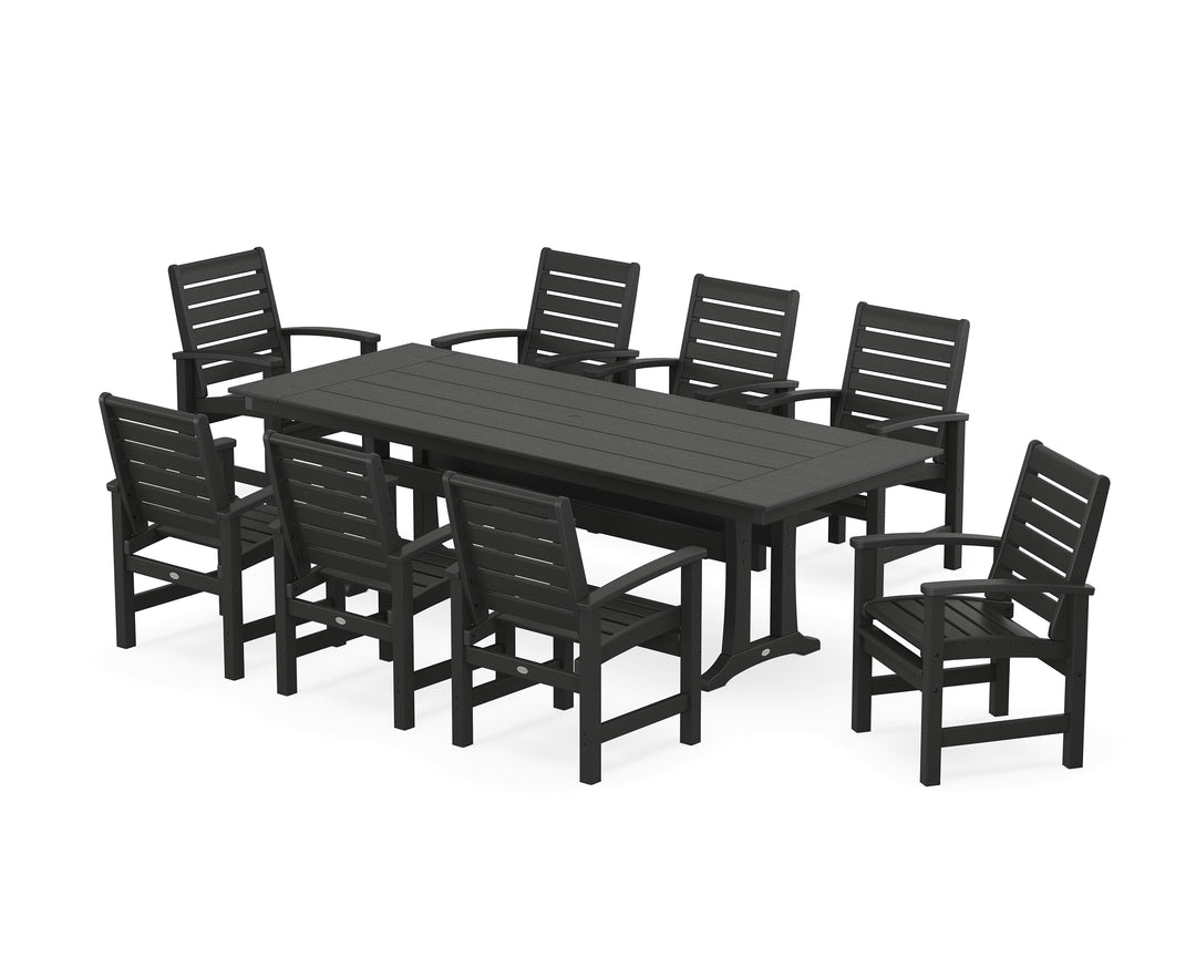 POLYWOOD® Signature 9-Piece Farmhouse Dining Set with Trestle Legs