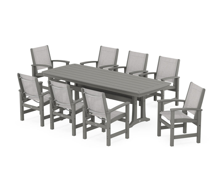 POLYWOOD® Coastal 9-Piece Dining Set with Trestle Legs