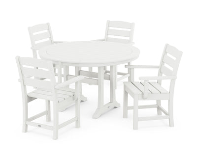 Lakeside 5-Piece Round Dining Set with Trestle Legs