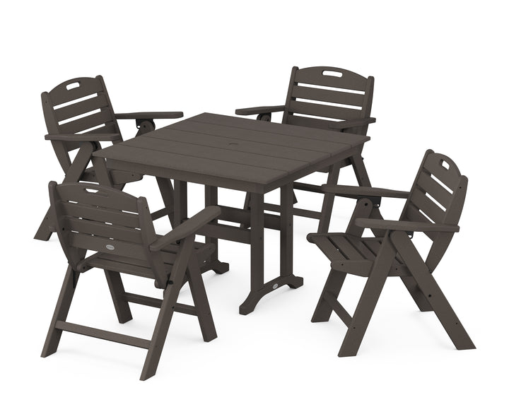 POLYWOOD® Nautical Folding Lowback Chair 5-Piece Farmhouse Dining Set
