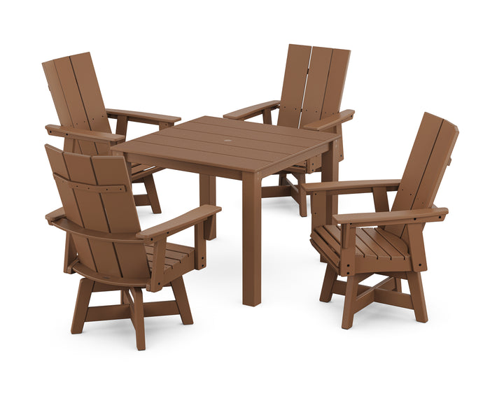POLYWOOD® Modern Curveback Adirondack 5-Piece Parsons Swivel Dining Set